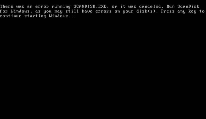 Windows 95 scan disk error